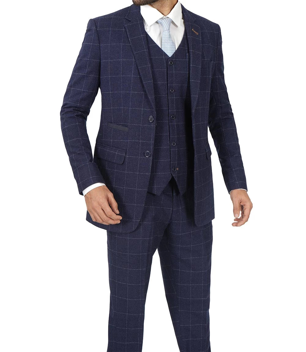 Men's Vintage 3-Piece Navy Blue Prom Suit - Wedding Suit Super Star Jacket