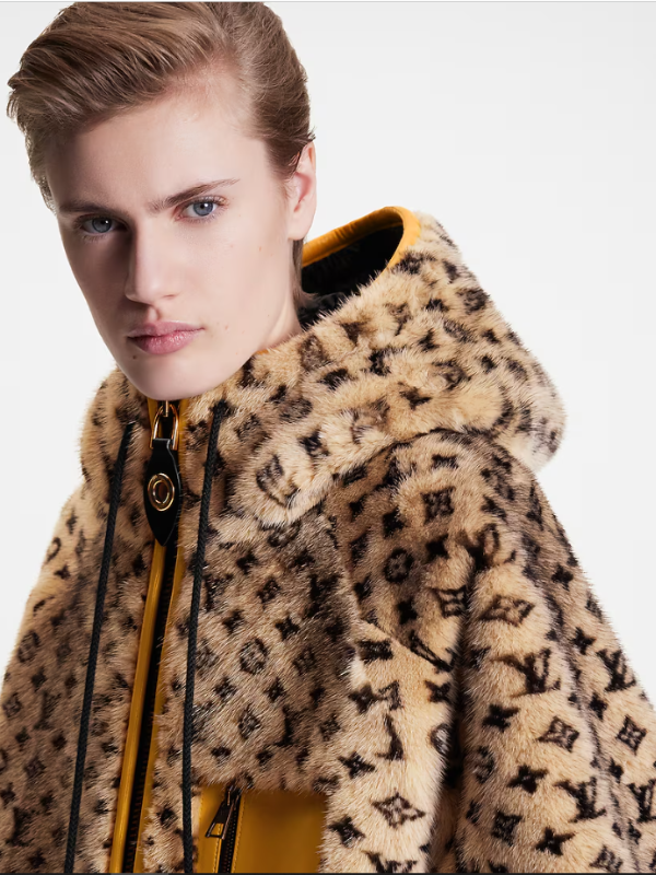 Leather Trim Monogram Mink Jacket Super Star Jacket