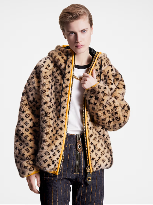 Leather Trim Monogram Mink Jacket Super Star Jacket