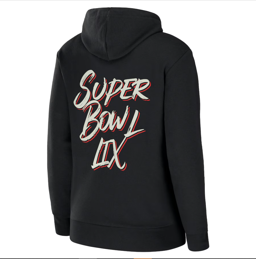 Women’s WEAR by Erin Andrews Black Super Bowl LIX Fleece Full-Zip Hoodie Super Star Jacket