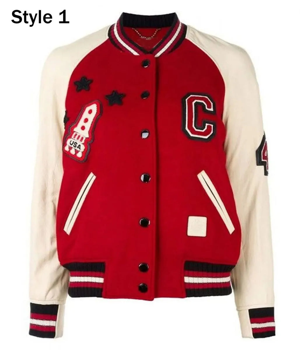 Coach Red and White Varsity Jacket Super Star Jacket