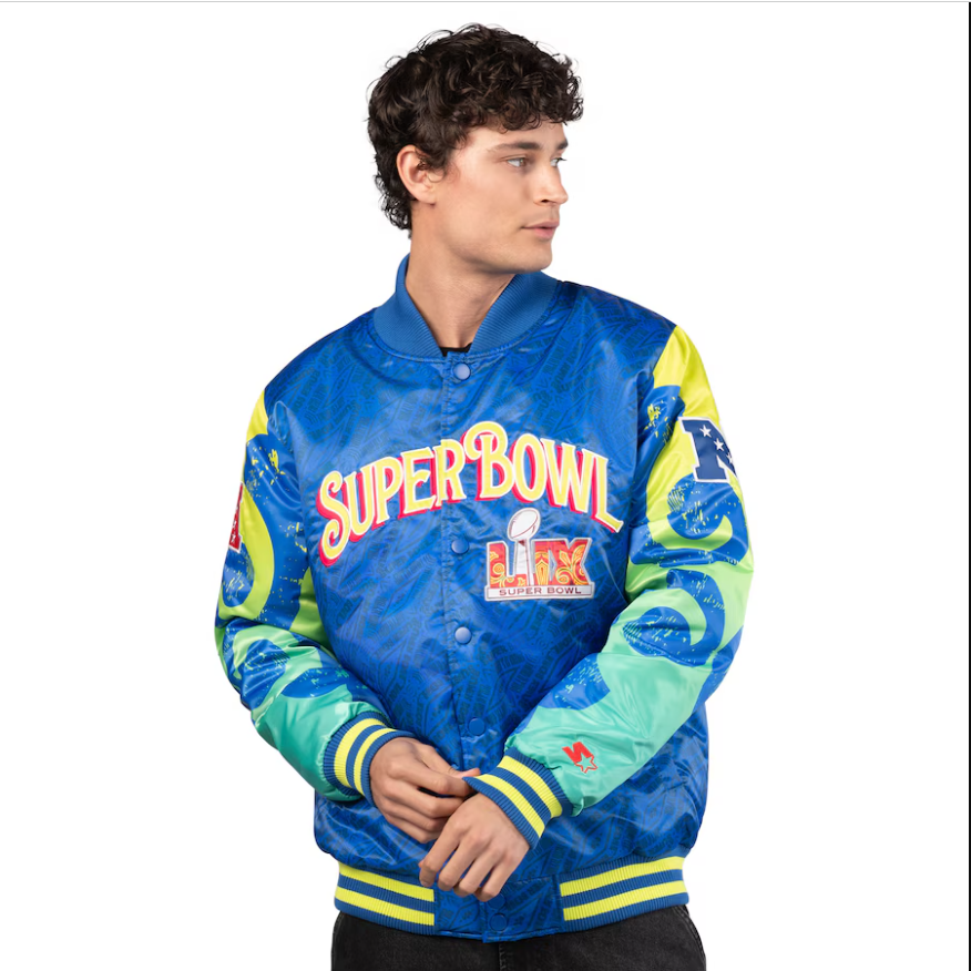 Men’s Starter Royal Super Bowl LIX The Big Easy Full-Snap Satin Jacket Super Star Jacket