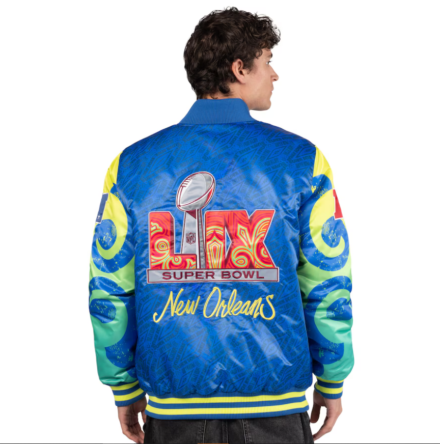 Men’s Starter Royal Super Bowl LIX The Big Easy Full-Snap Satin Jacket Super Star Jacket