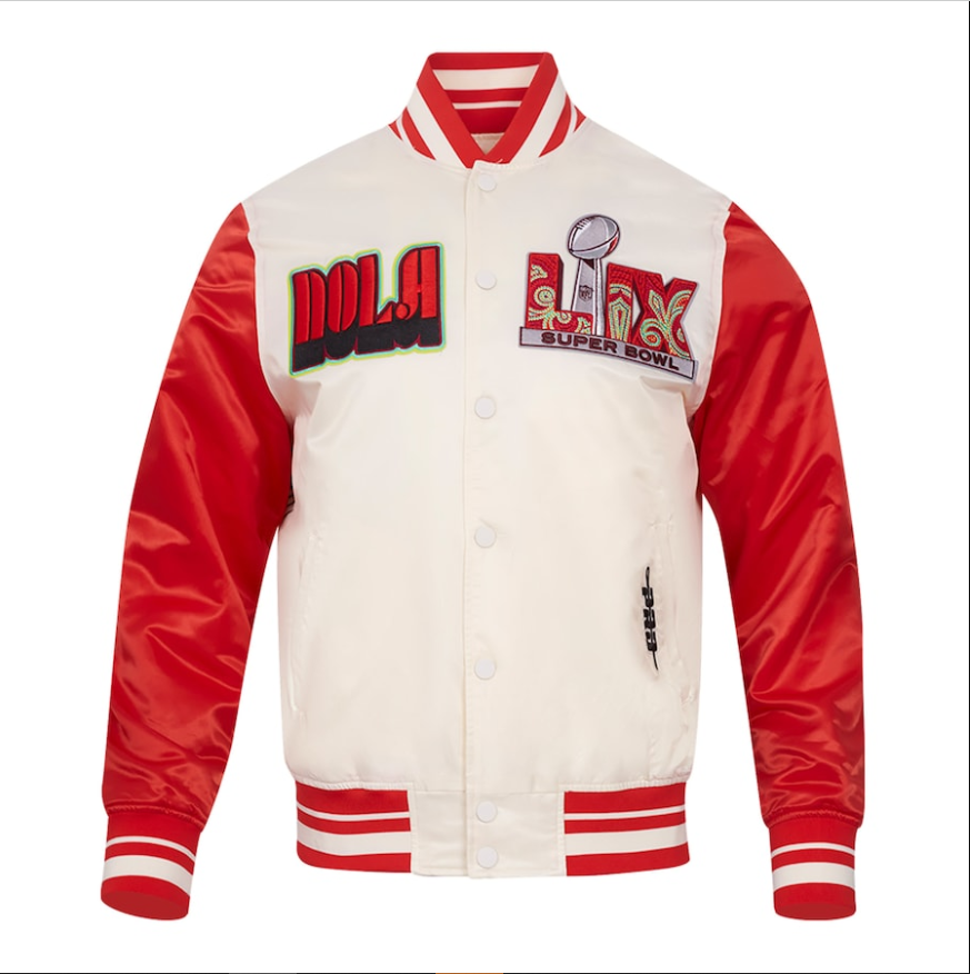 Men’s Pro Standard Cream Super Bowl LIX Sublimated Satin Full-Snap Jacket Super Star Jacket