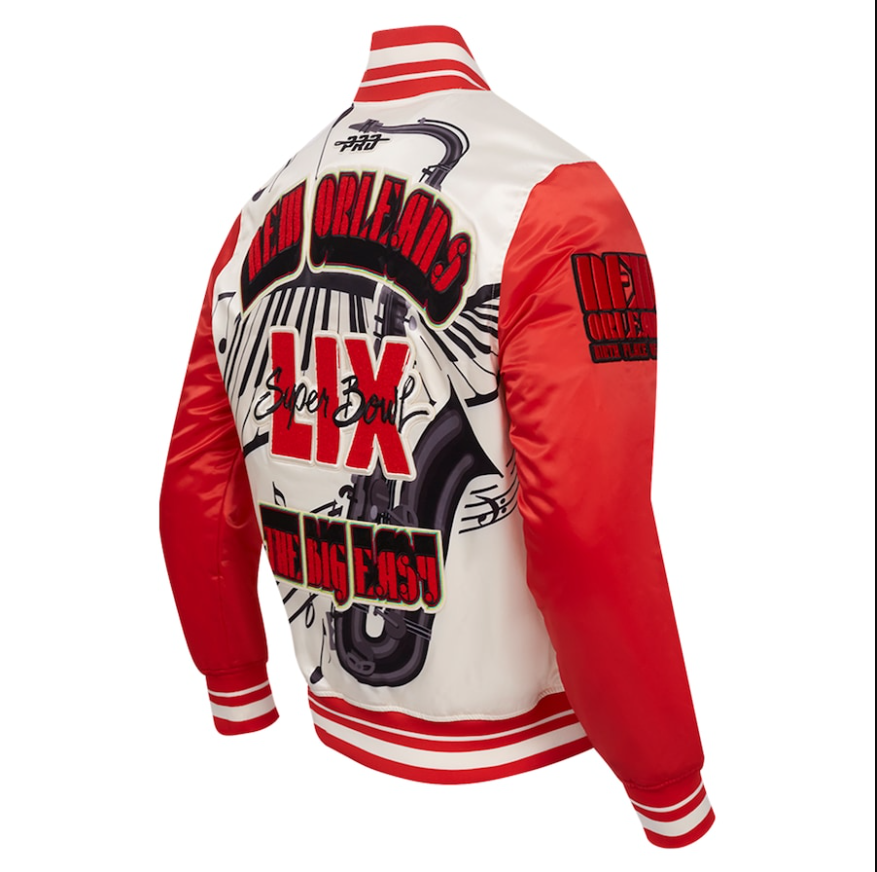 Men’s Pro Standard Cream Super Bowl LIX Sublimated Satin Full-Snap Jacket Super Star Jacket