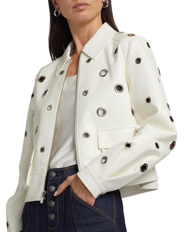 The View 2025 Joy Behar White Grommet Detail Leather Jacket Super Star Jacket