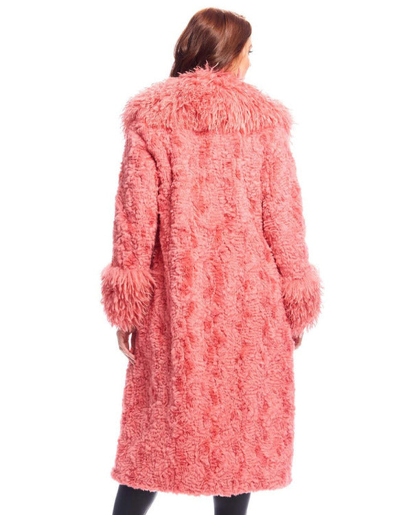 Elsbeth S02 Carrie Preston Pink Faux Fur Long Coat Super Star Jacket