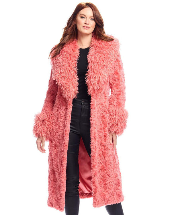 Elsbeth S02 Carrie Preston Pink Faux Fur Long Coat Super Star Jacket