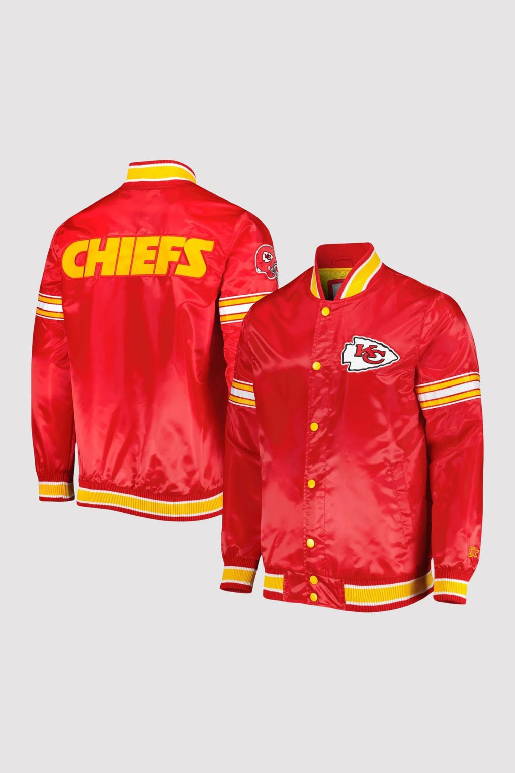 Kansas City Chiefs Starter Midfield Red Satin Varsity Jacket Super Star Jacket