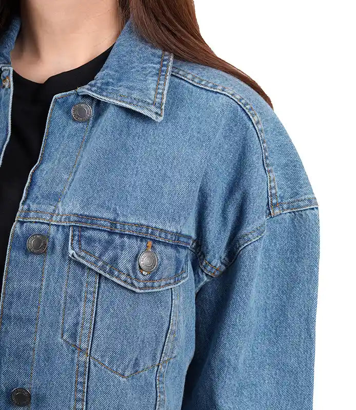 Women's Light Blue Oversized Denim Jacket Super Star Jacket