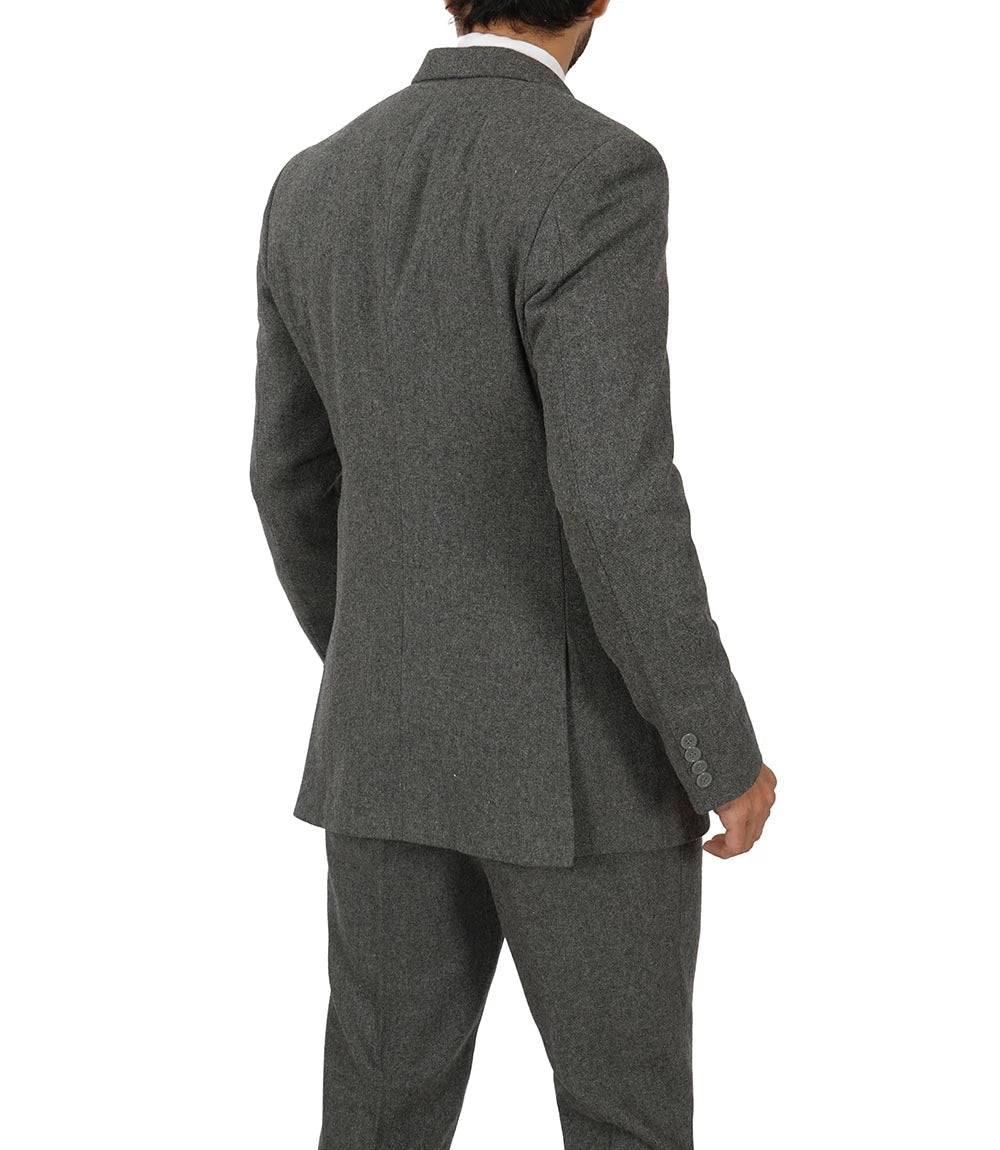Men's Vintage 3-Piece Grey Tweed Suit for Prom Super Star Jacket