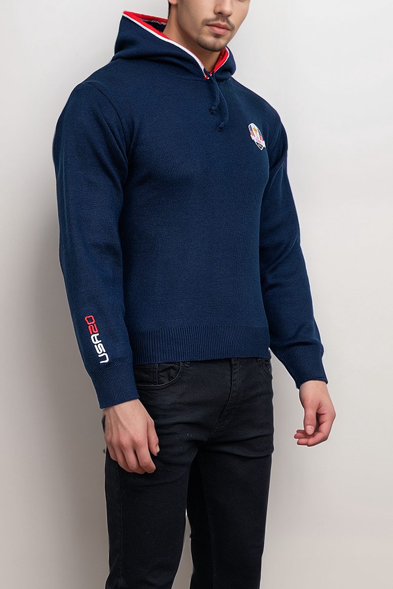 Embroidered Patch Knit Pullover Hoodie Super Star Jacket