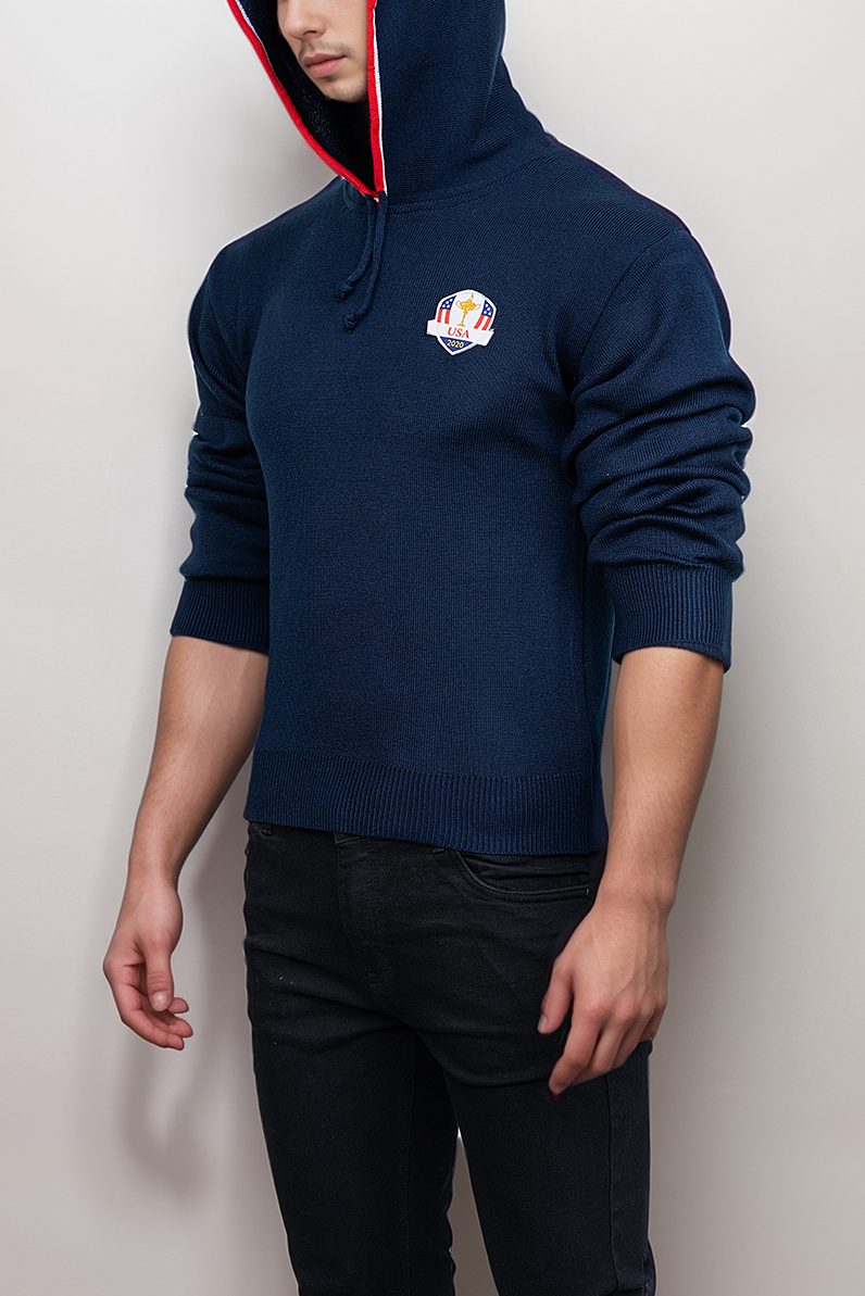 Embroidered Patch Knit Pullover Hoodie Super Star Jacket
