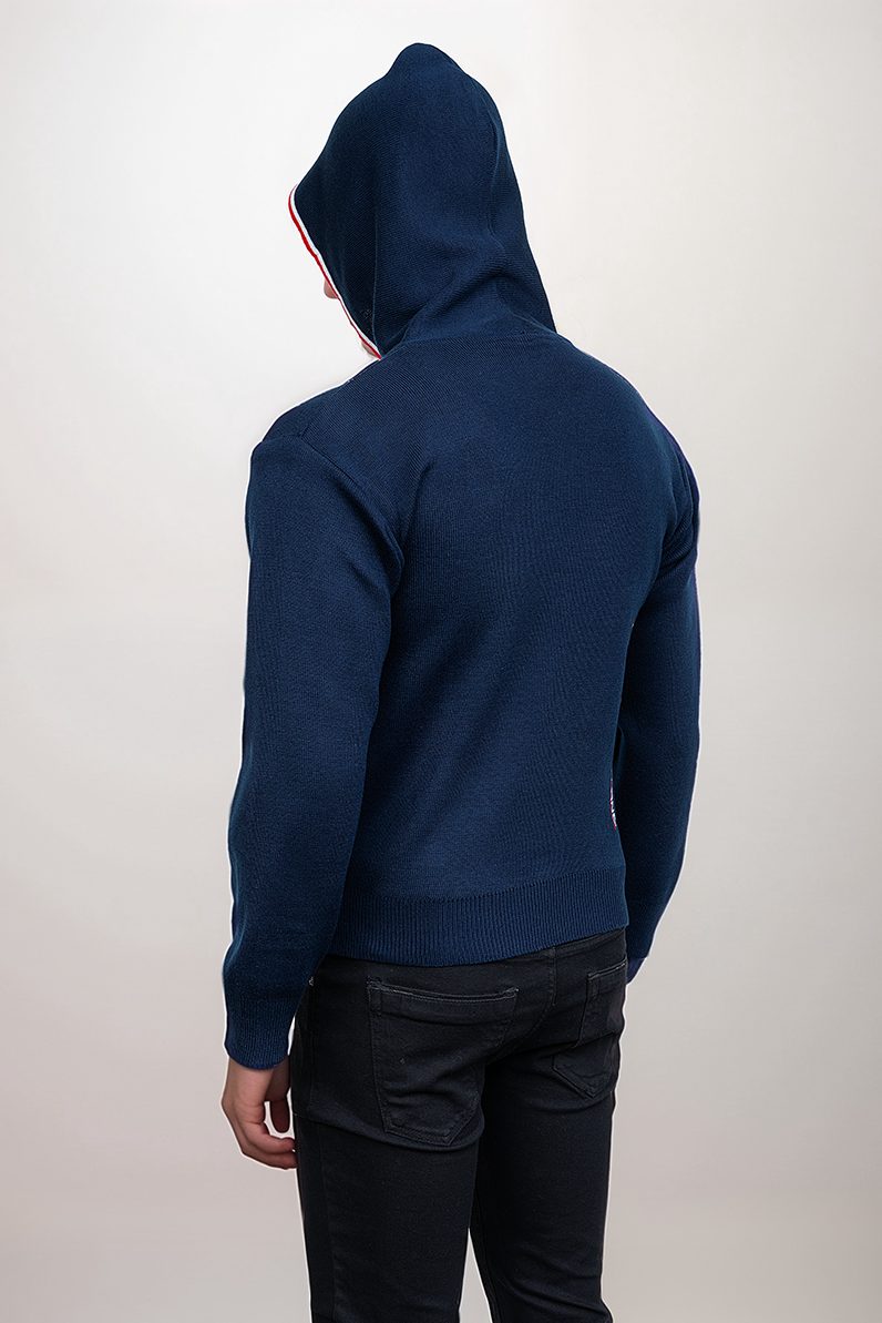 Embroidered Patch Knit Pullover Hoodie Super Star Jacket