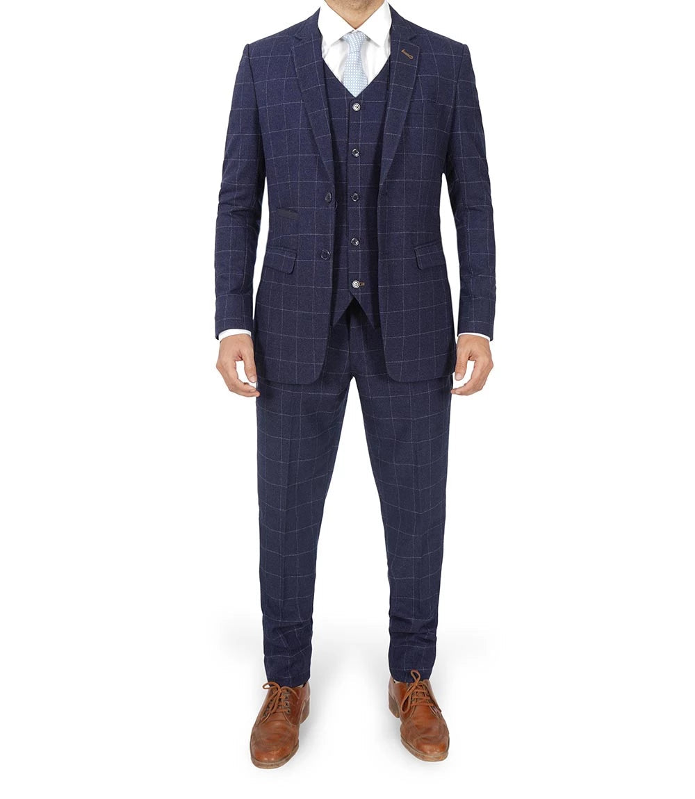 Men's Vintage 3-Piece Navy Blue Prom Suit - Wedding Suit Super Star Jacket