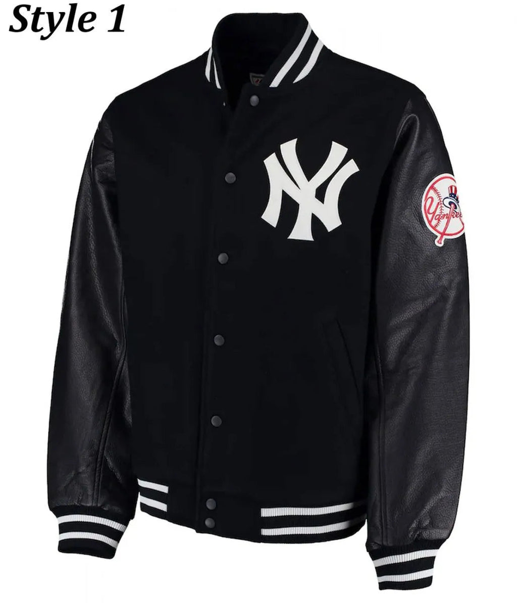 NY Yankees Varsity Wool/Leather Black Jacket Super Star Jacket