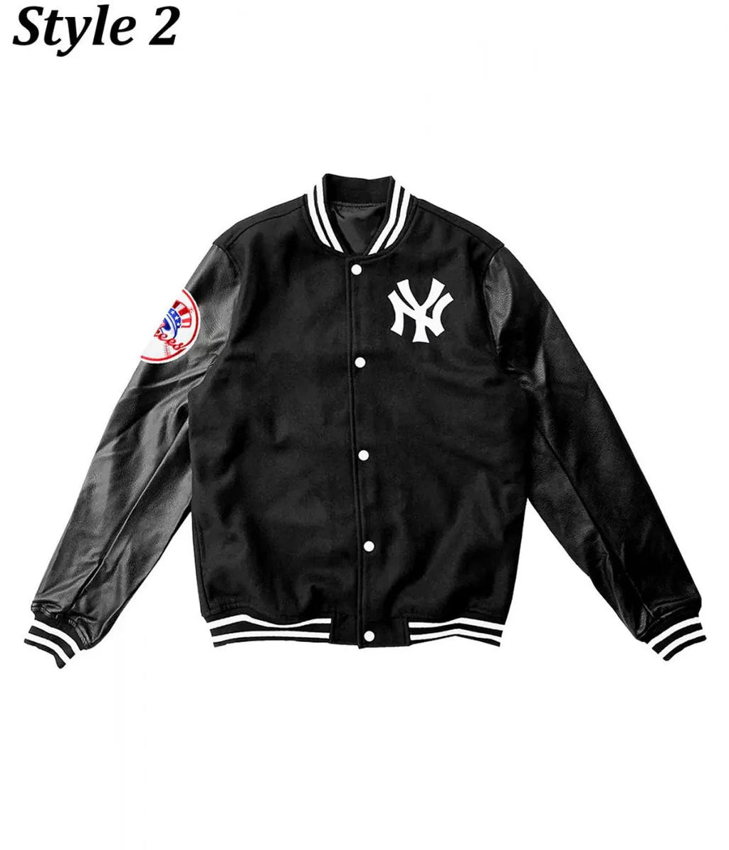 NY Yankees Varsity Wool/Leather Black Jacket Super Star Jacket