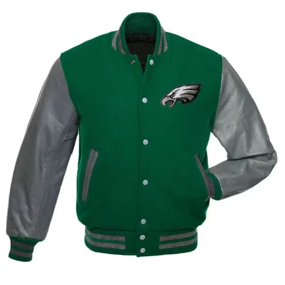 Philadelphia Eagles Green and White Letterman Jacket Super Star Jacket
