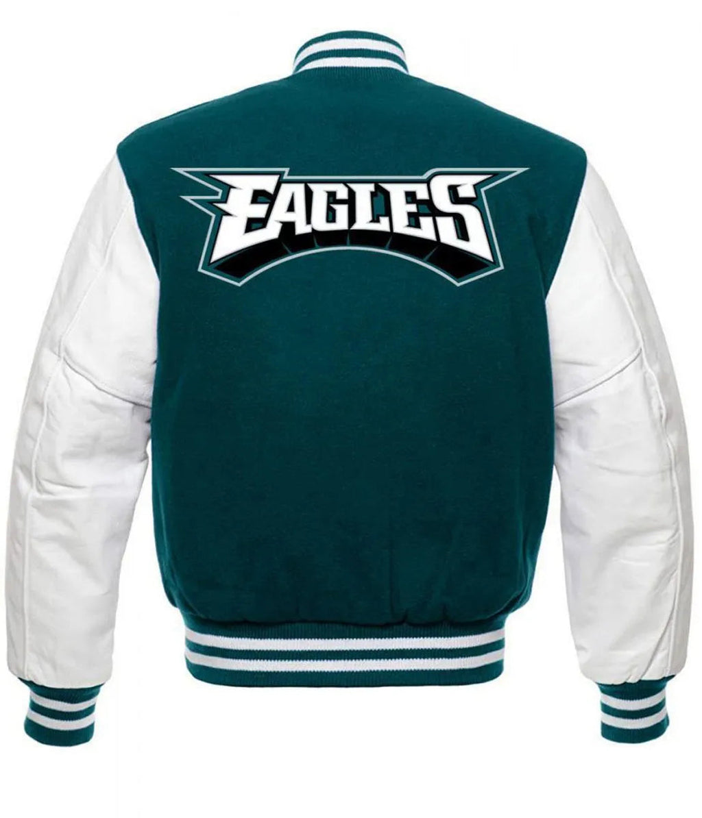 Philadelphia Eagles Green and White Letterman Jacket Super Star Jacket