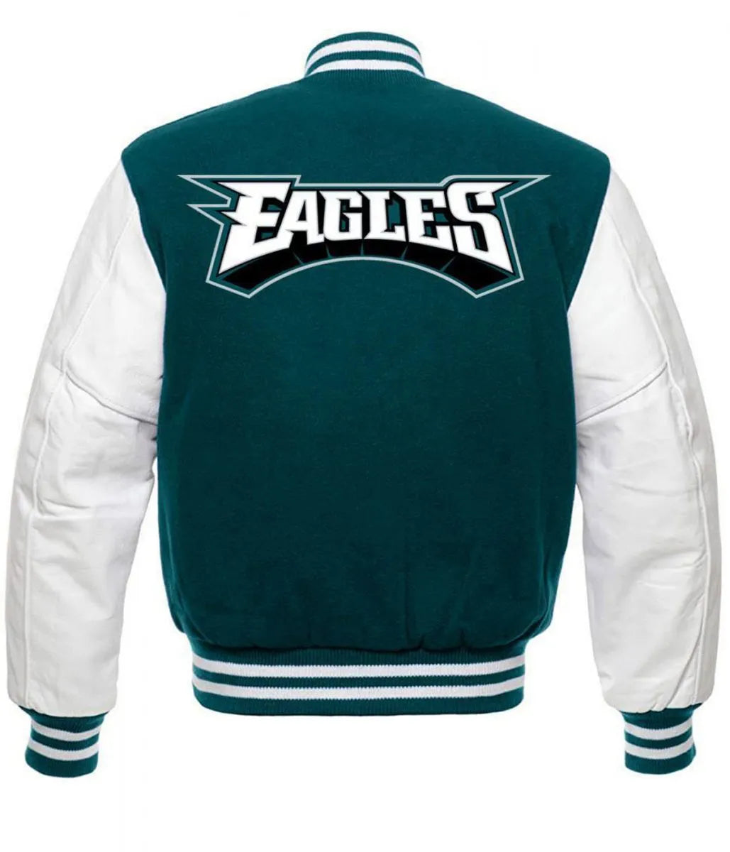 Philadelphia Eagles Green and White Letterman Jacket Super Star Jacket