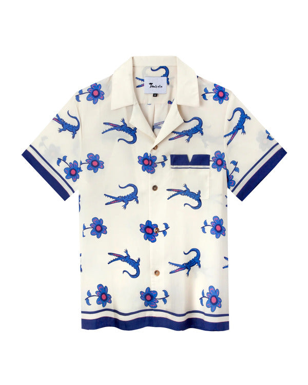 The White Lotus S03 Sam Nivola Crocodile & Floral Print Shirt Super Star Jacket