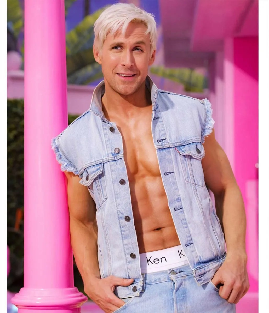 Ryan Gosling Barbie Blue Denim Vest Super Star Jacket