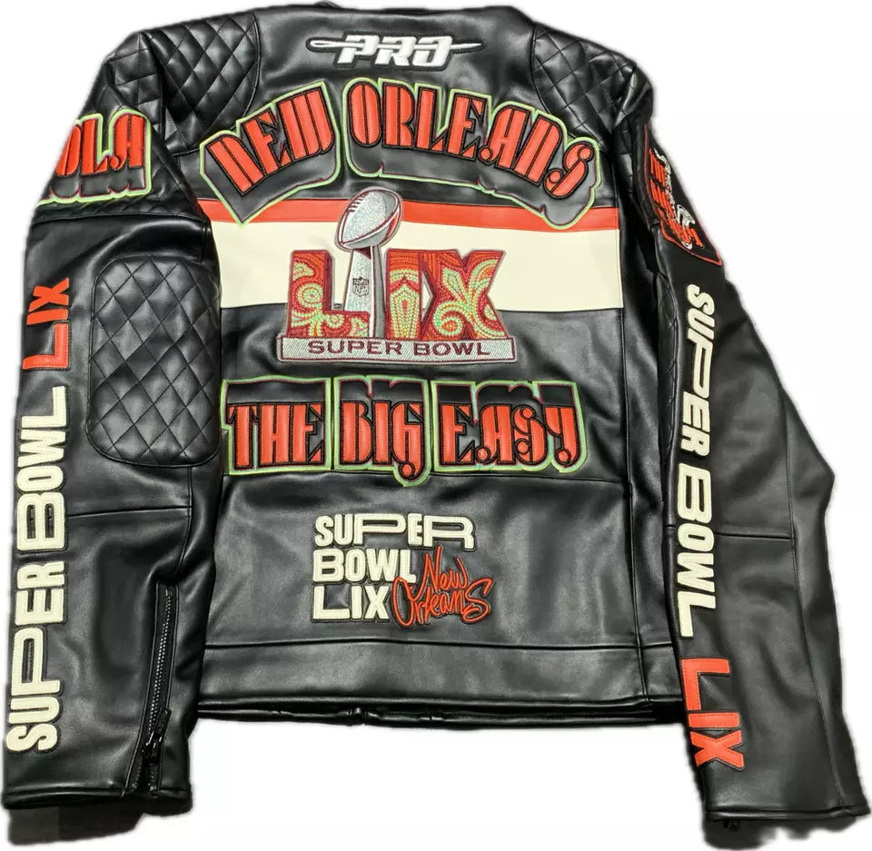 NFL Super Bowl 59 Men’s Pinnacle Moto Leather Jacket Super Star Jacket