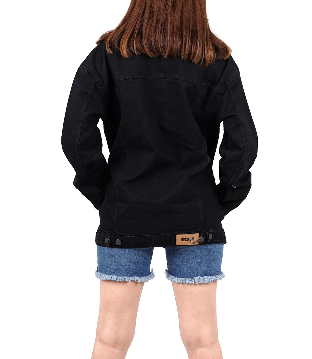Womens Oversized Black Denim Jacket Super Star Jacket