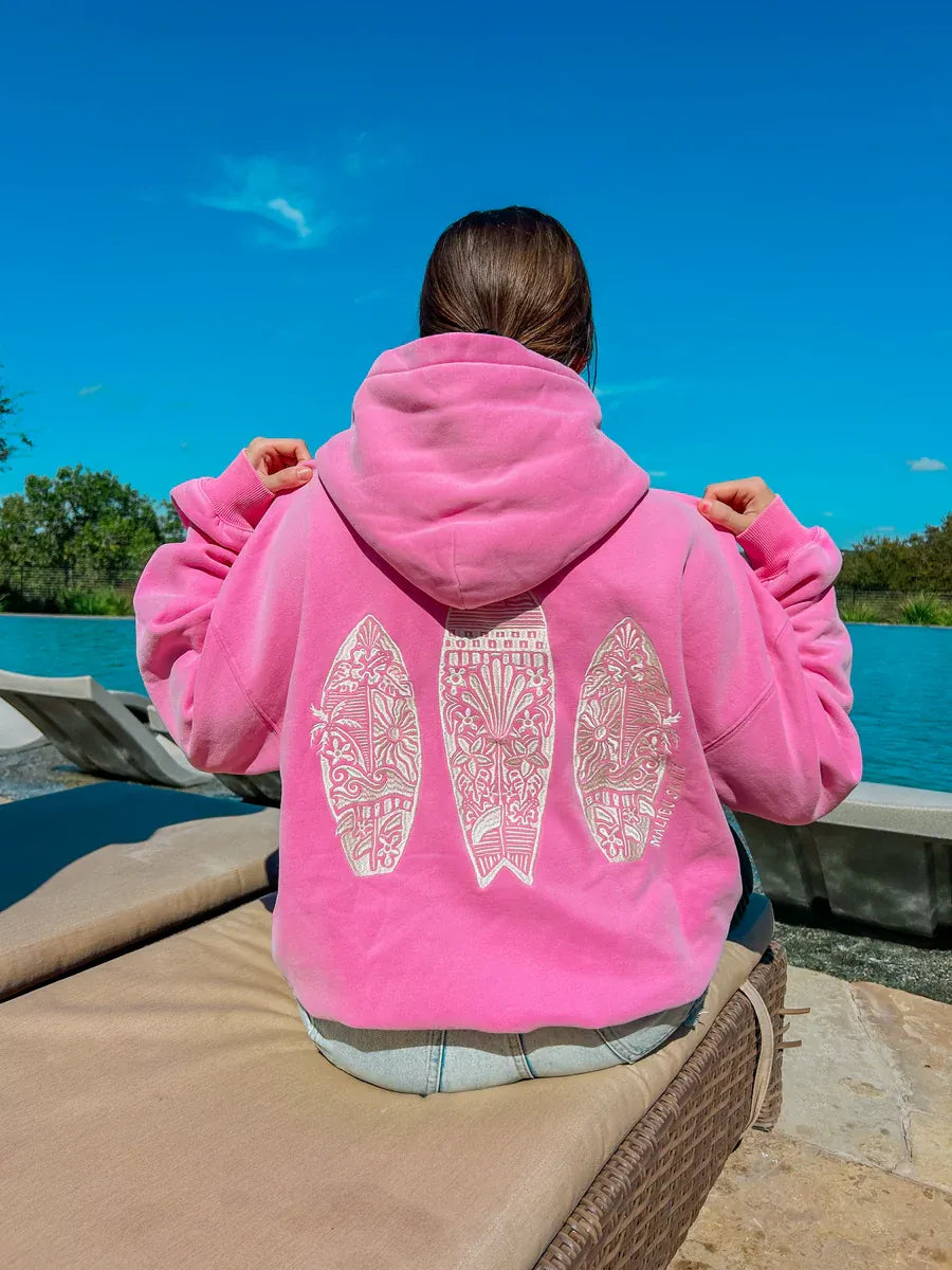 Women’s Sunset Surf -Vintage Bubblegum Pink Hoodie Super Star Jacket