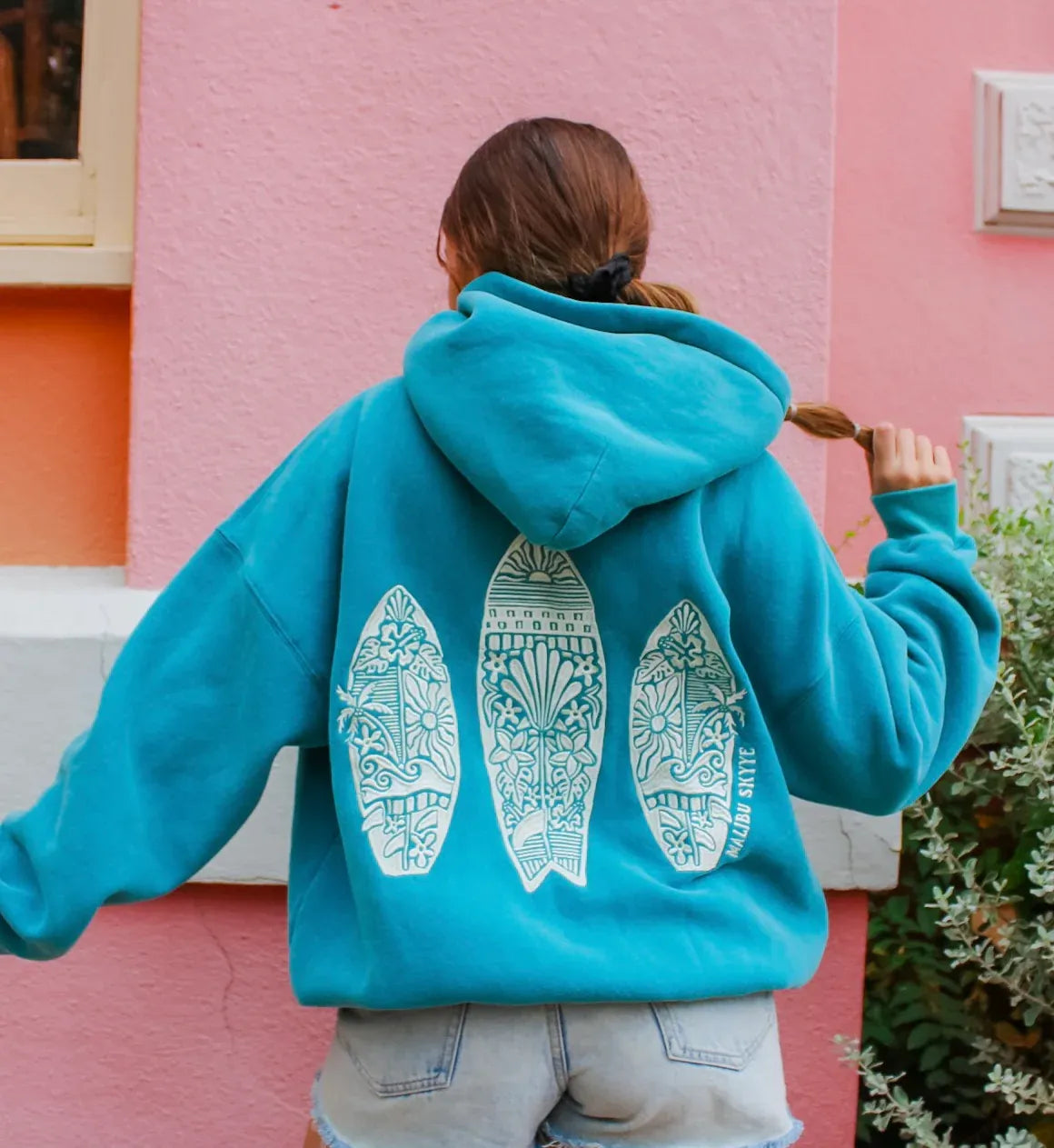 Women’s Sunset Surf -Vintage Teal Hoodie Super Star Jacket