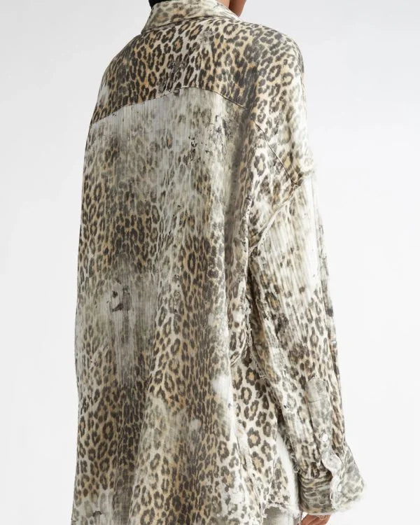 The View Whoopi Goldberg Leopard Print Distressed Shirt Super Star Jacket