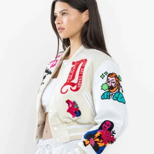 Womens-First-Row-Art-Dealer-Graphic-Cropped-Cream-Jacket