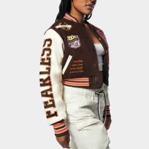 Womens-Smoke-Rise-Red-Two-tone-Brown-Wool-Varsity-Jacket