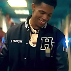 American-Singer-A-Boogie-Wit-Da-Hoodie-Song-Look-Back-At-It-Green-Varsity-Jacket