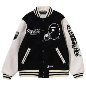 Coca-Cola-Black-And-White-Wool-Varsity-Jacket