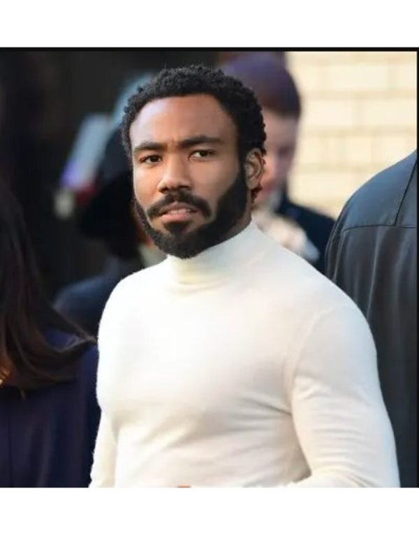 Mr. Mrs. Smith 2024 Donald Glover White Turtleneck Sweater Super Star Jacket