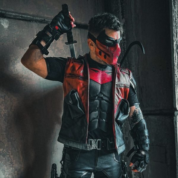 Leather-Red-Hood-Vest