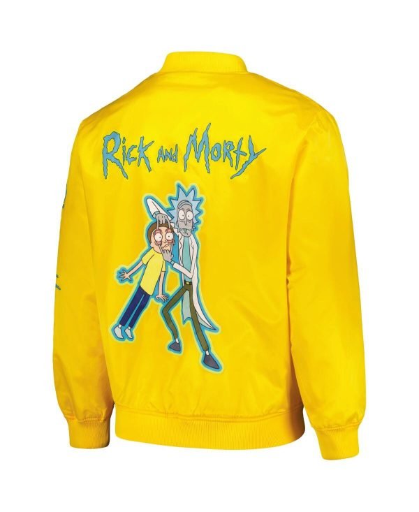 Mens-Yellow-Rick-And-Morty-Graphic-Full-snap-Jacket