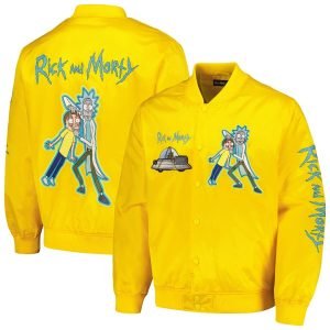 Mens-Yellow-Rick-And-Morty-Graphic-Satin-Full-snap-Jacket-1