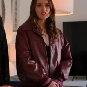 Daddy-Issues-S01-Gemma-Burgundy-Leather-Bomber-Jacket