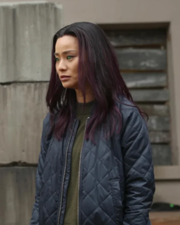 Jamie-Chung-Tv-Series-The-Gifted-Blink-Black-Bomber-Quilted-Jacket