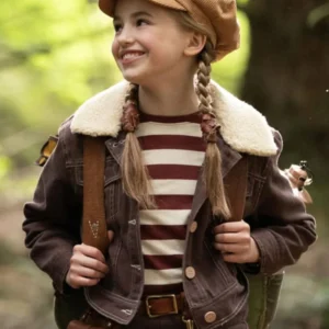 Nell-Fisher-Movie-Bookworm-2024-Mildred-Shearling-Brown-Cotton-Jacket