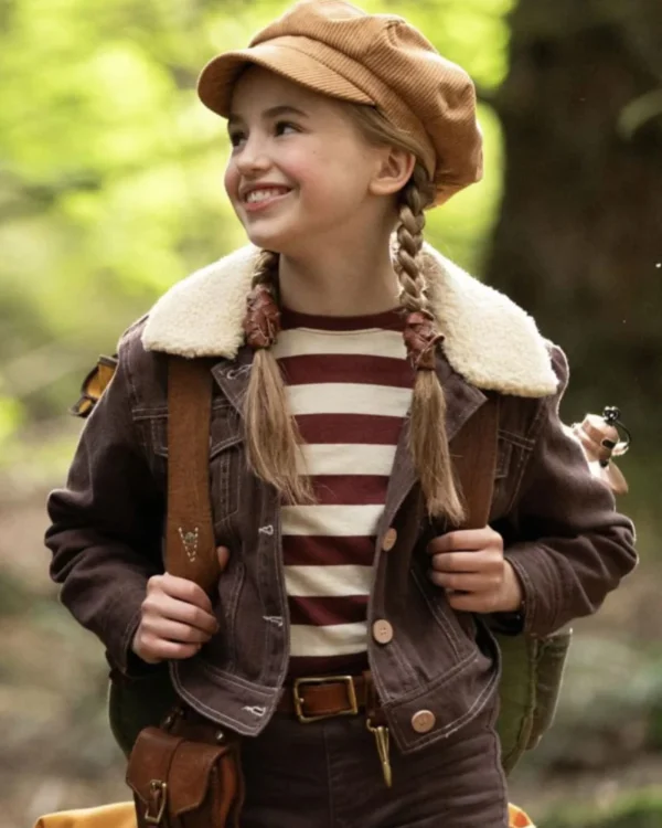 Nell-Fisher-Movie-Bookworm-2024-Mildred-Shearling-Brown-Cotton-Jacket