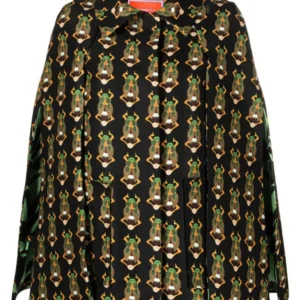 Emily-Cooper-Emily-In-Paris-S04-Lily-Collins-Orange-Black-Beetle-Print-Cape-Coat-2