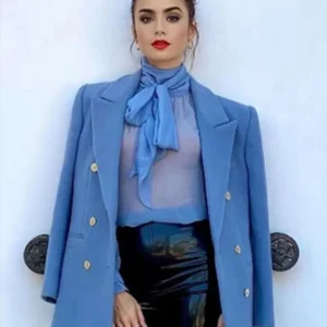 Lily-Collins-Tv-Series-Emily-In-Paris-Emily-Cooper-Blue-Wool-Peacoat