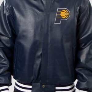 Indiana Pacers Navy Blue Leather Varsity Jacket