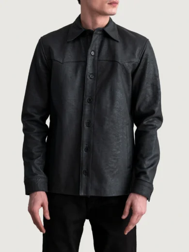 Bronco Tumbled Black Leather Shirt