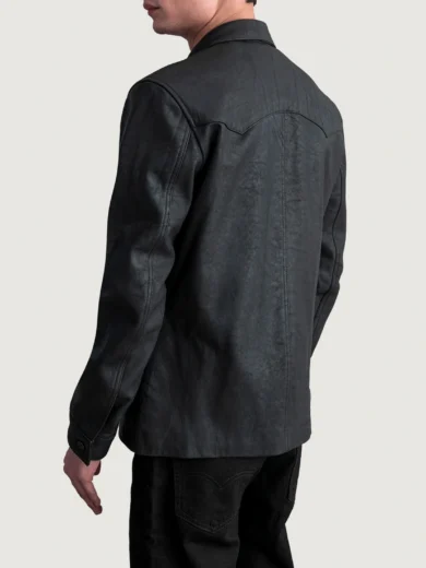 Bronco Tumbled Black Leather Shirt