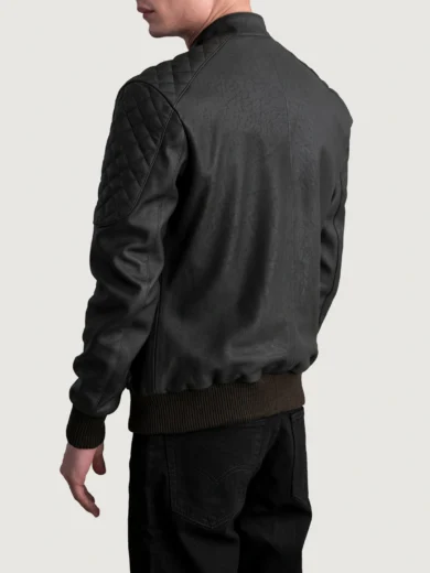 Sven Tumbled Brown Leather Bomber Jacket